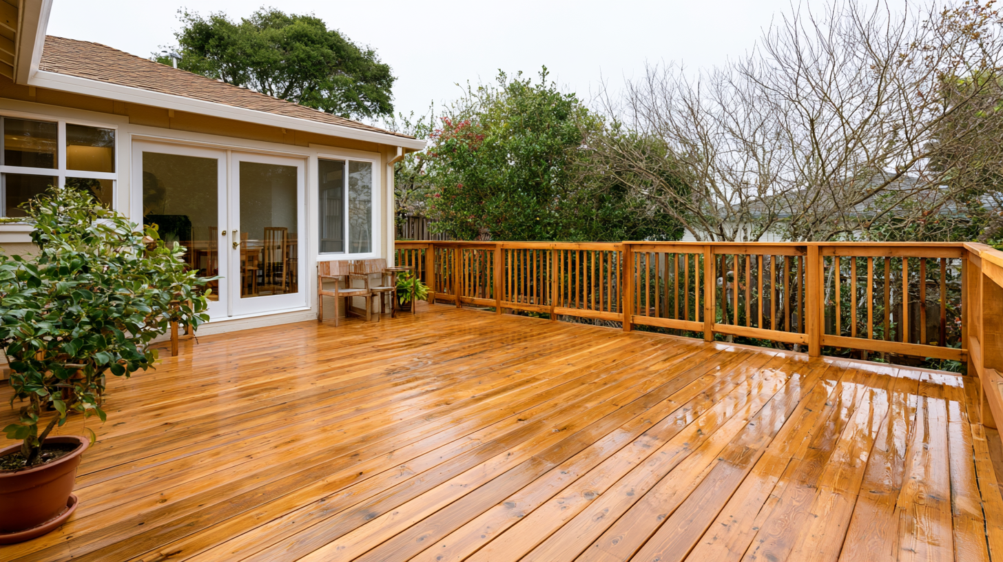 stained wooden deck